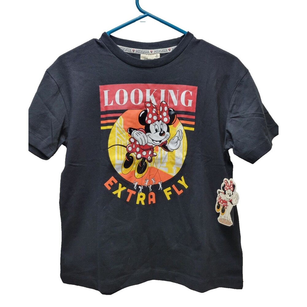 Disney Minnie Mouse Junior Girls Looking Extra Fly T-Shirt Black Size M - NEW - Picture 2 of 7